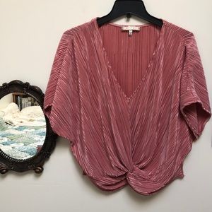 Anthropologie pleated pink top